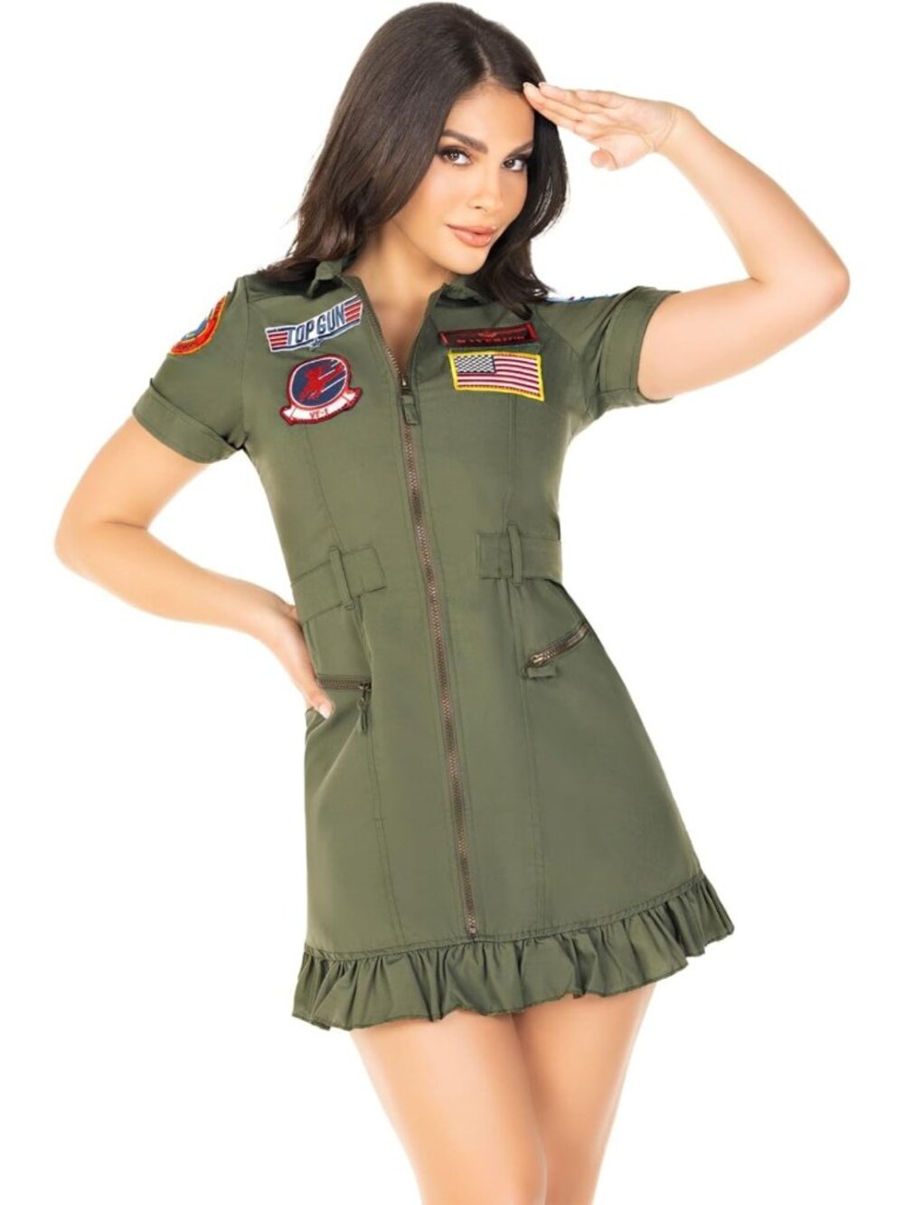 Women's Top Gun Flight Dress Costume - Fun Aeronautical Outfit for Parties
